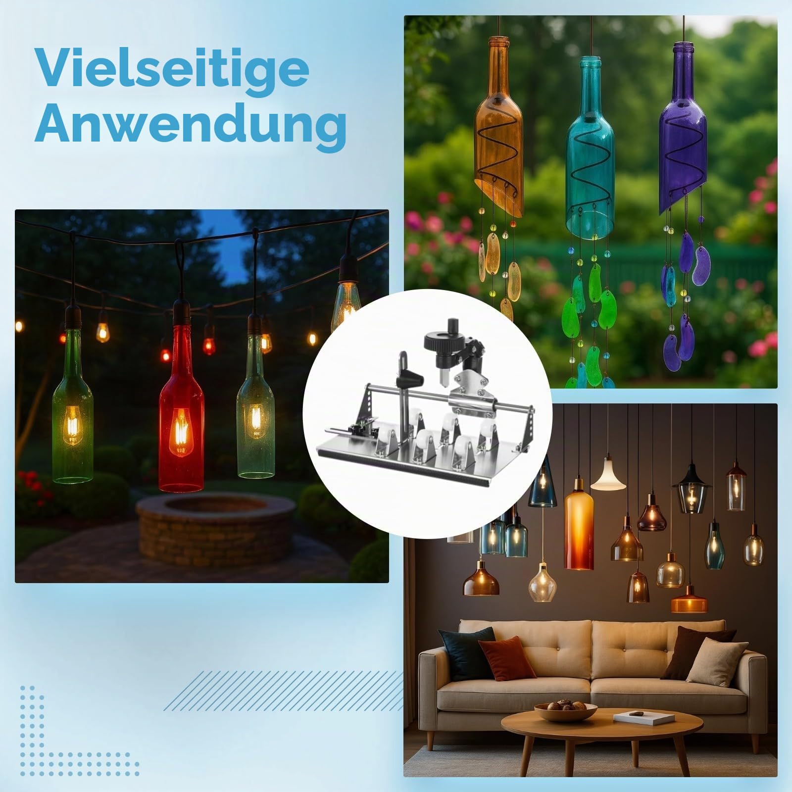 Homaisson Glasflaschenschneider, verbessertes Weinflaschenschneider-Set für alle Formen, Flaschenschneider & Glasschneider-Set, rund, quadratisch, Flaschenschneider, DIY-Bastelset