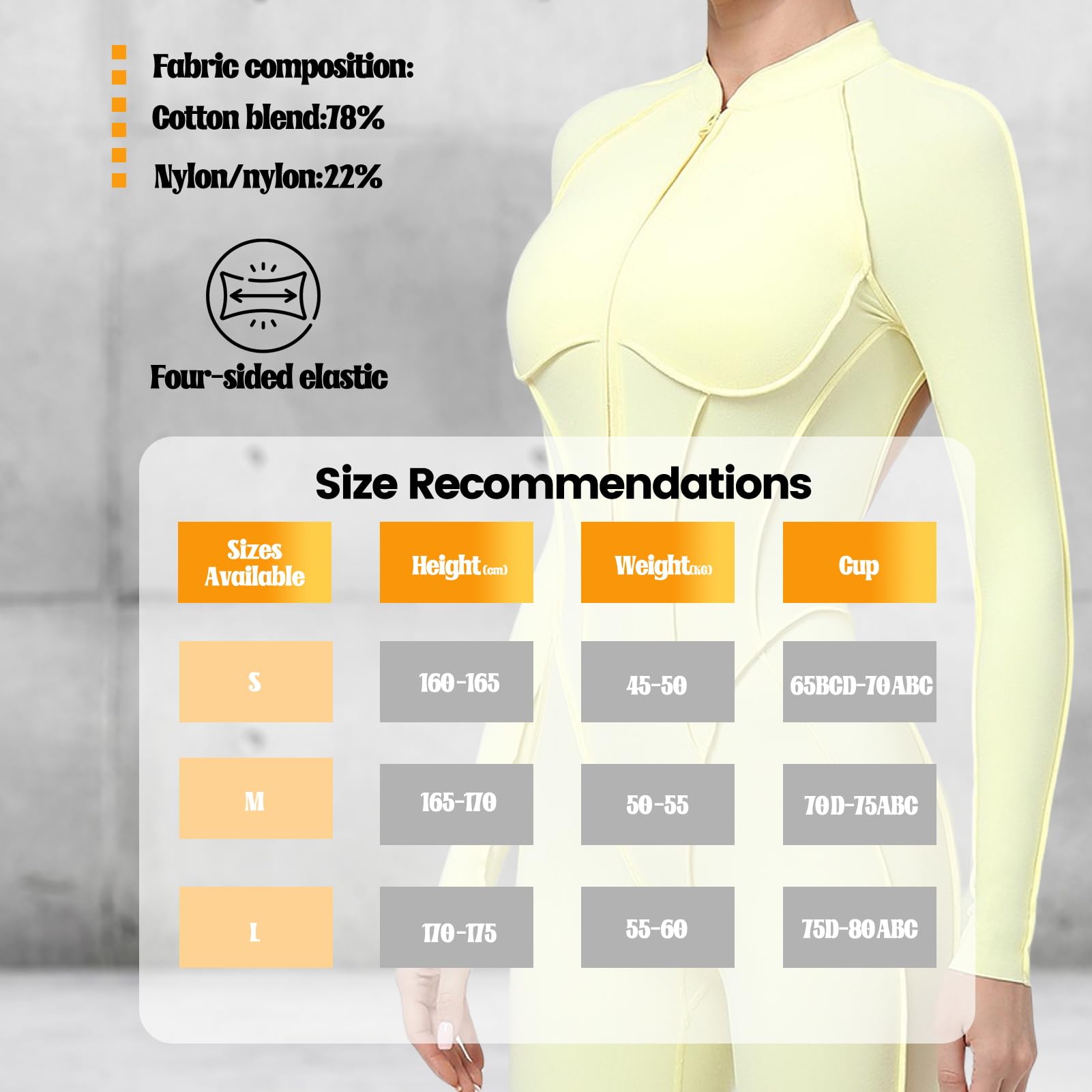 Damski kombinezon do jogi z zamkiem błyskawicznym, z długim rękawem, rozciągliwe body obcisłe, bodysuit, kontrola brzucha siłownia, odzież sportowa do fitnessu miękka w dotyku