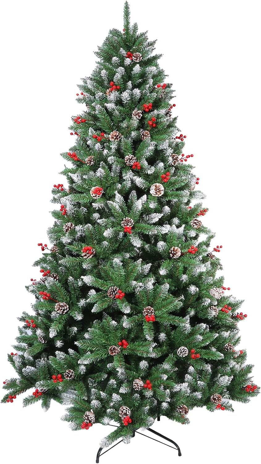 NIBEMINENT Artificial Christmas Tree 4ft,Xmas Trees with Snow,300 Branches Tips,Quick Assembly,Foldable Metal Stand for Home Holiday Party Decoration (4FT)