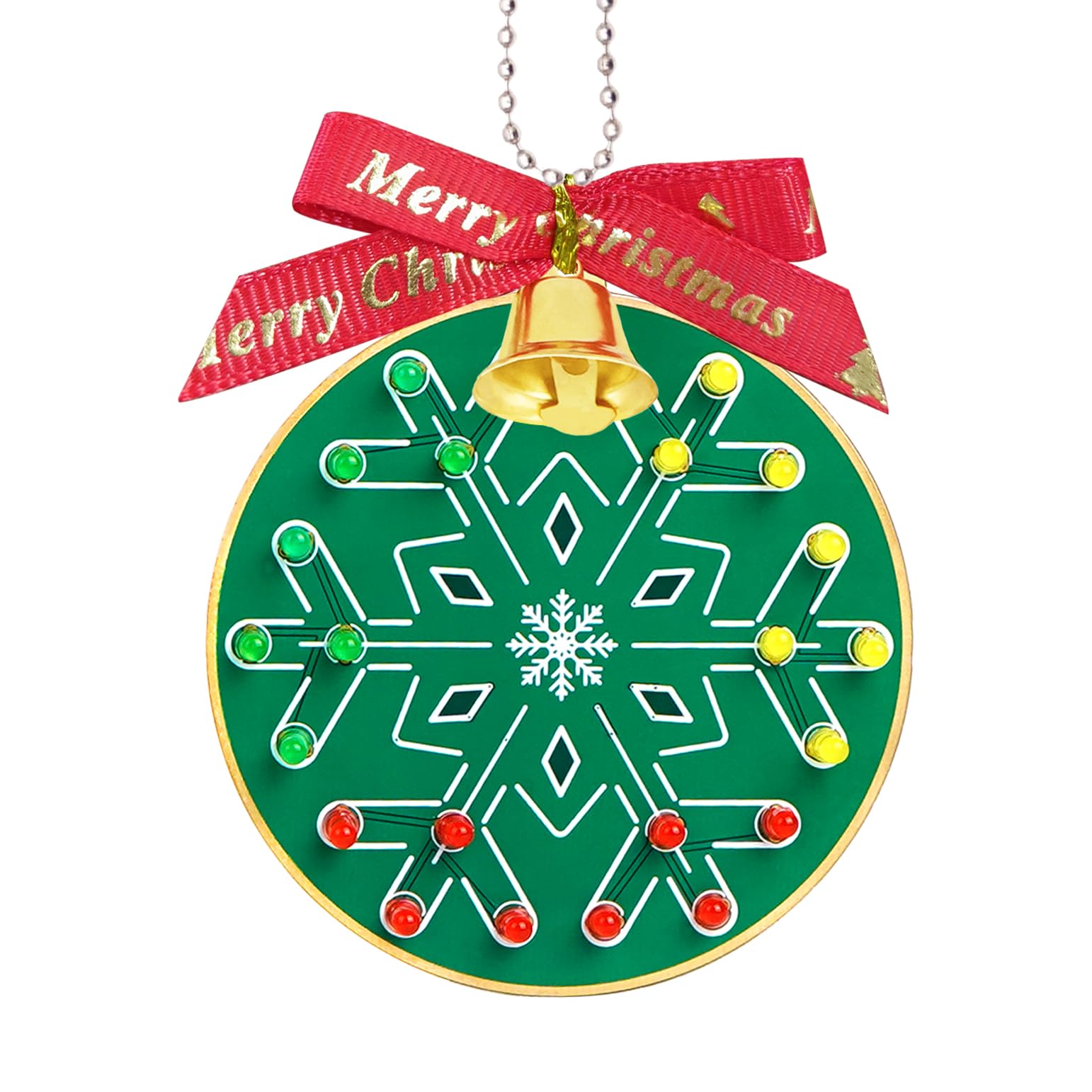 Treedix Soldering Practice Kit DIY Christmas Tree Decoration Soldering Kit, Snowflake Shape Red Green and Yellow LED Flashing Lights, Electronic Project Kit