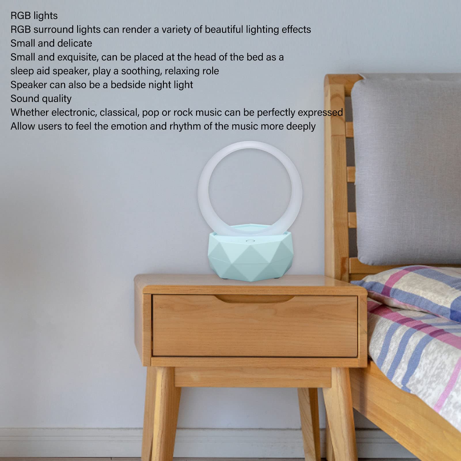 Night Light Speaker with RGB Lights Portable for Bedside