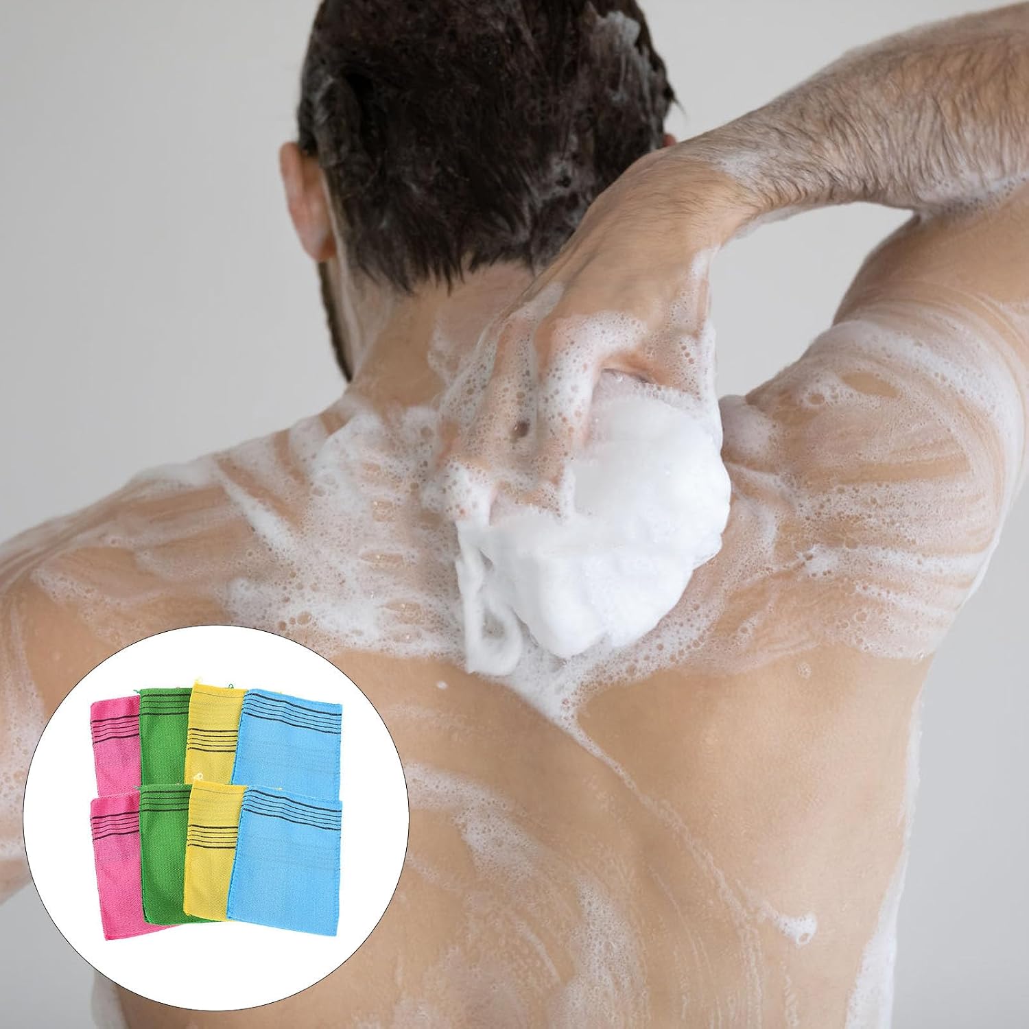 8pcs Exfoliating Washcloth Single Piece Polyester Cotton Bath Towel | Rough Texture, Deep Cleansing, Ergonomic Design, Bathroom Use