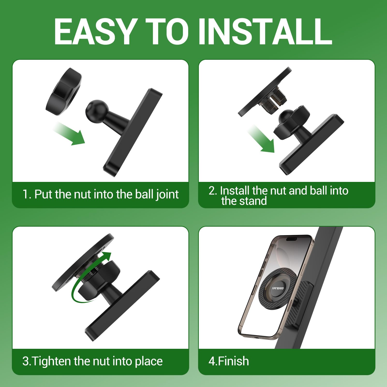 Porta para Teléfono Móvil de Carrito de Golf,Soporte Magnético para Teléfono para Gimnasio Soporte Magnético para Móvil en Carrito de Golf,Accesorios para Gym para Smartphones (Negro)