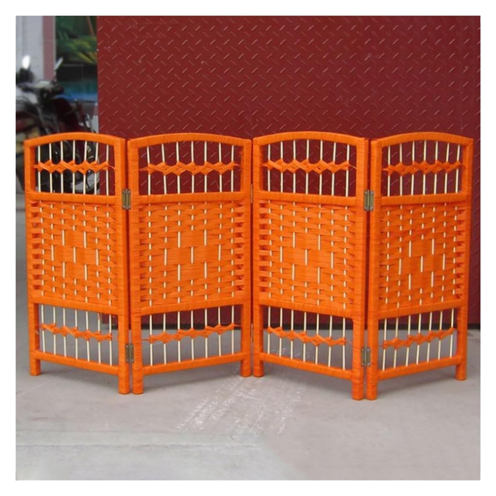 Paravent court orange 5 panneaux idéal pour aménager un coin bureau calme