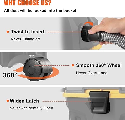 Miniatura 7 de VEVOR Aspiradora húmeda y seca, 4 galones, 5 picos HP, aspiradora 3 en 1 con función de soplado, accesorios portátiles para limpiar pisos,