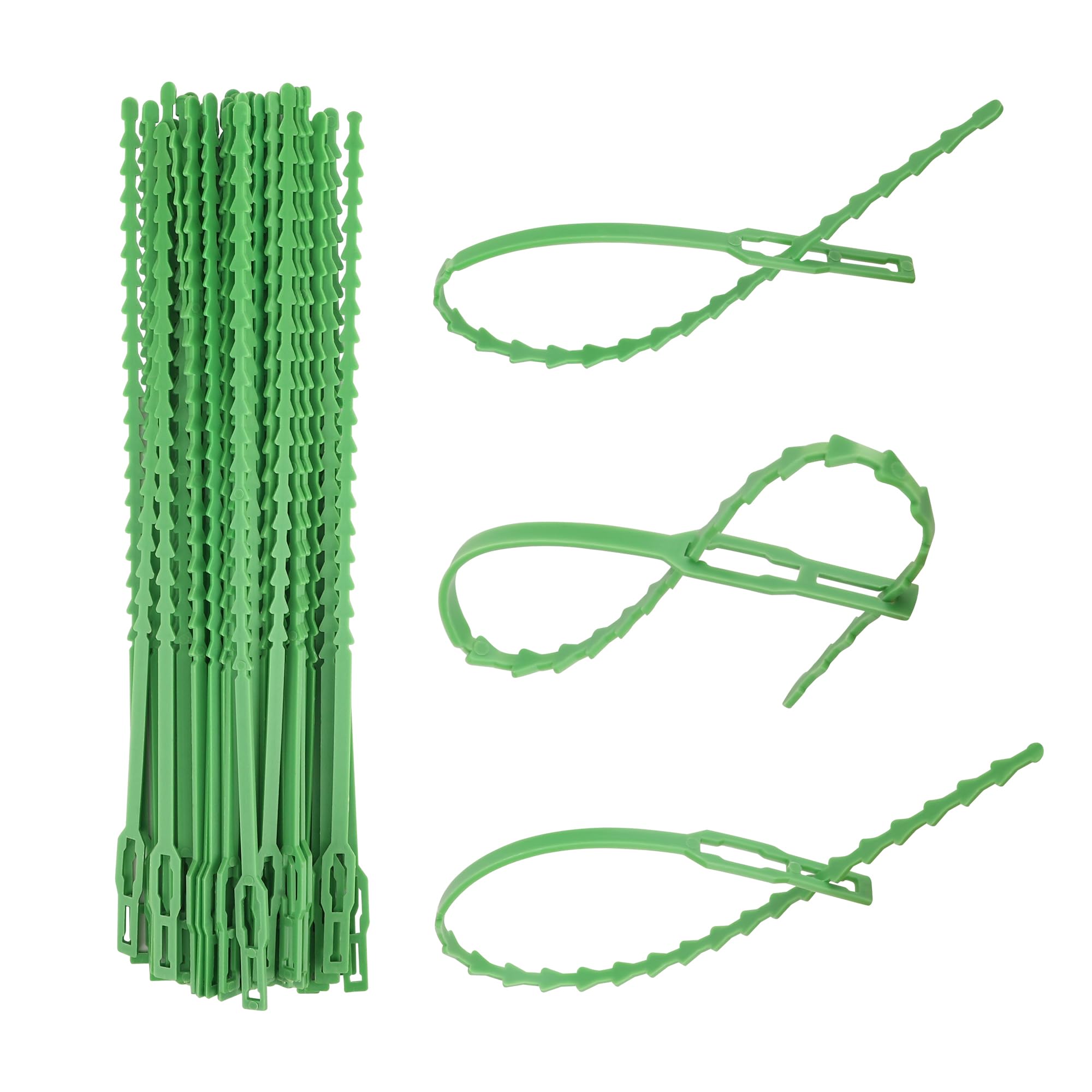 SooGree Green Zip Ties, 9 Inch Adjustable Plant Ties, 50PCS Plastic Twist Ties for Outdoor Garden Climbing Plants, Premium Heavy Duty Self-Locking Decoration Tie Wraps Support Tree Shrub Vine