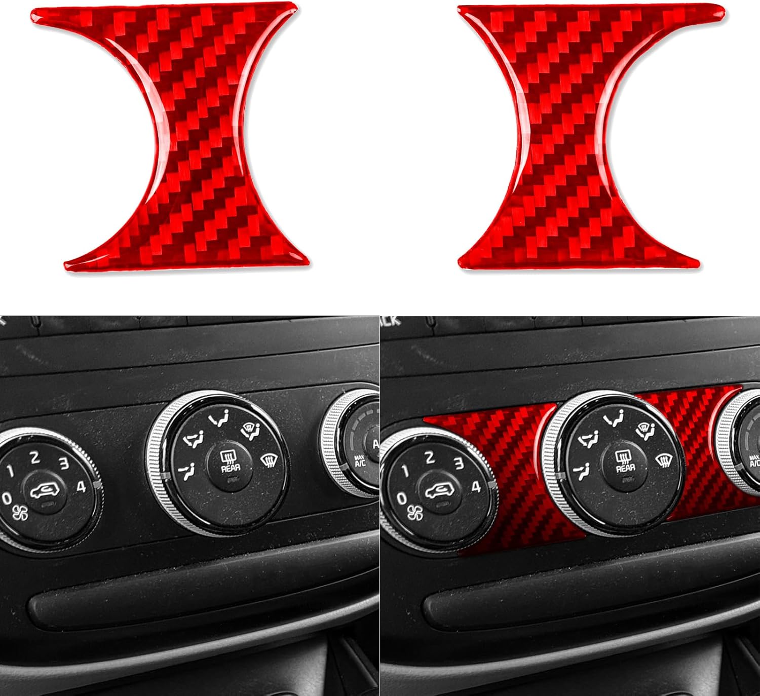 Red Car Door Window Lift Switch Panel Decals Accessories Interior Trim Stickers Compatible with Kia Soul 2014 2015 2016 2017 2018 2019 Real Carbon Fiber - A