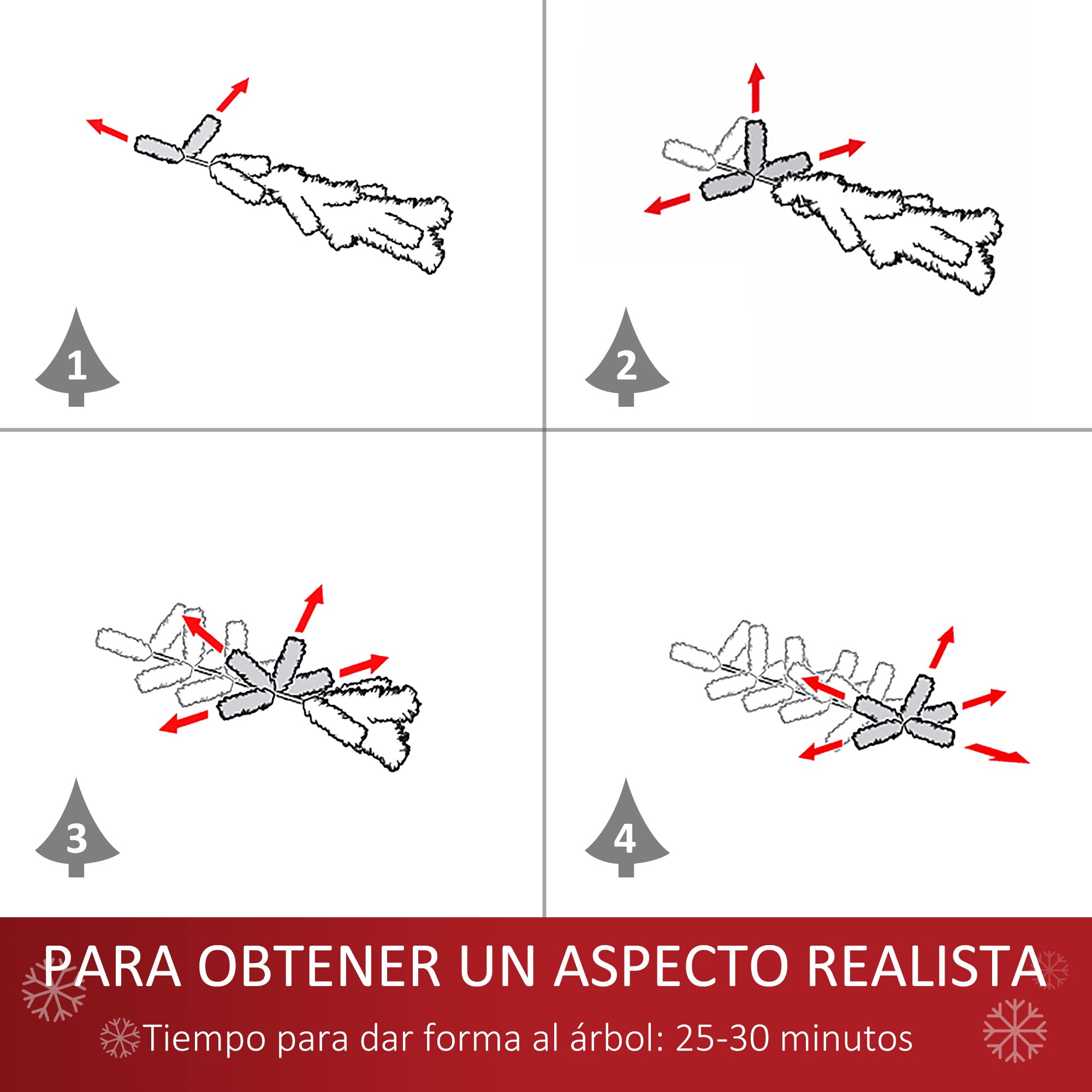 HOMCOM Árbol de Navidad 180 cm con Nieve 539 Ramas Base Plegable Verde