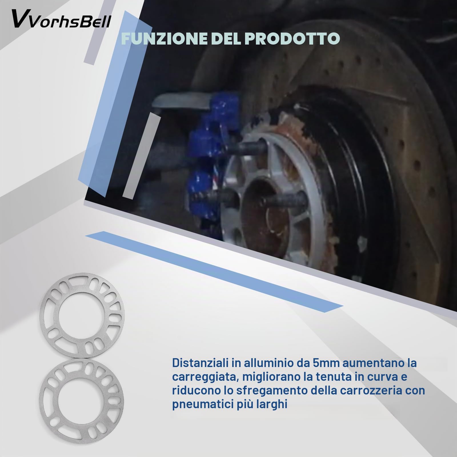 2 distanziali per ruota, 5 mm, distanziali per auto, 4/5, 4 x 100, 5 x 114,3, 4 x 120, 5 x 112, distanziali allungati, piastra universale per riparazione auto