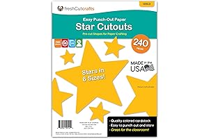 240 Piece Gold Star Cutouts for Crafts, 2-Sided US Made Card Stock...