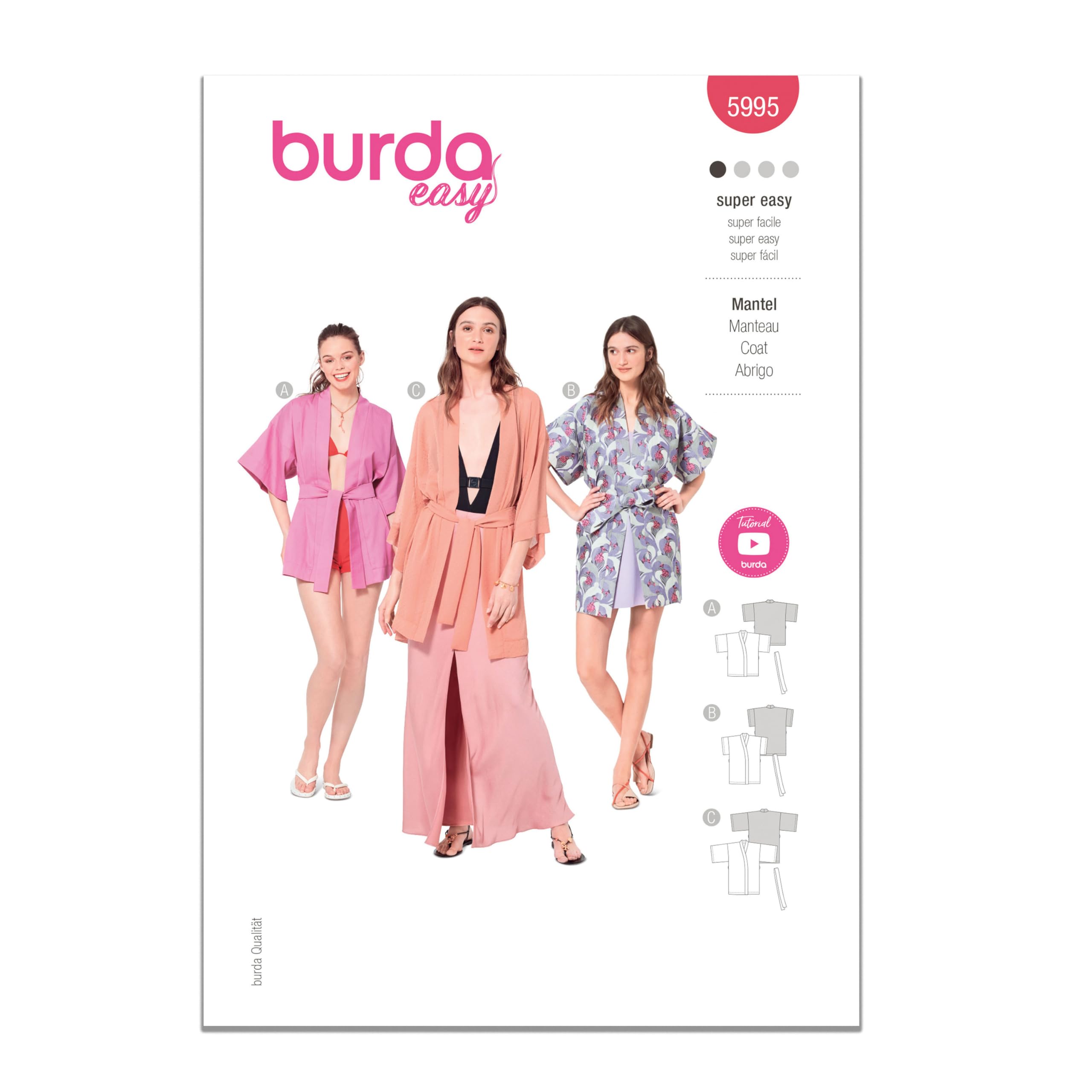 Burda Paper Sewing Pattern 5995 Robes, Jackets 8-22 (34-48)