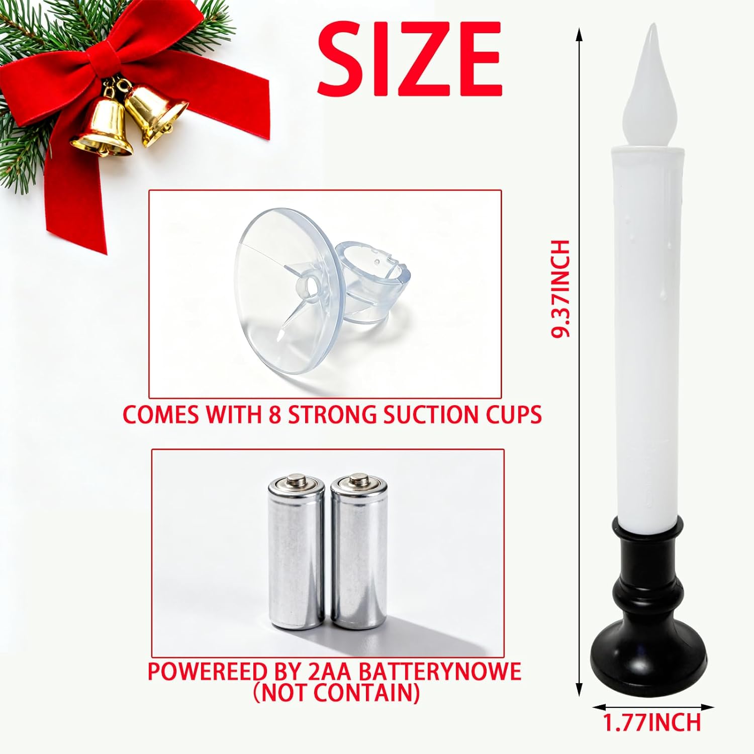 6 Pack 9" Black Base LED Candle Lights with Dusk to Dawn Sensor, Battery Powered Flameless Candles for Indoor Table Party Decor - Image 2