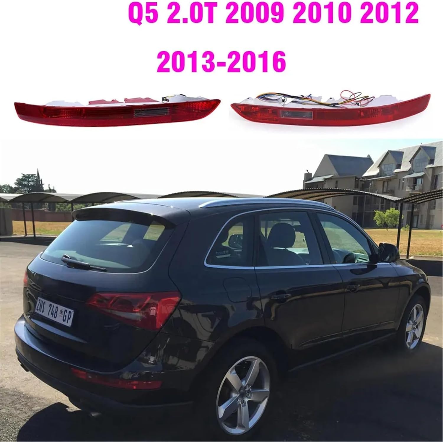 Pair Left&Right Car Taillight Rear Bumper Tail Light Cover With Wires Compatible With Audi Q5 2.0T 2009 2010 2012 2013 2014-2016 8R0945095