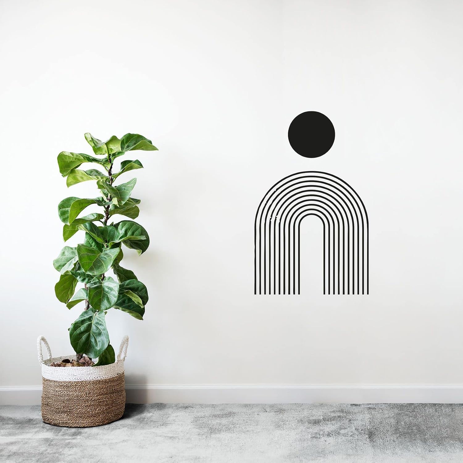 Rainbow Arch Circle Shape Boho Abstract Modern Bohemian Accent Wall Sticker Art Decal for Girls Boys Kids Room Bedroom Nursery House Fun Home Decor Stickers Wall Art Vinyl Decoration Size (30x20 inch)