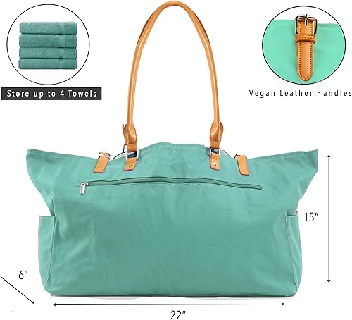 Miniatura 4 de Keho Bolsa de playa impermeable con bolsillos para mujer (resistente a la arena)