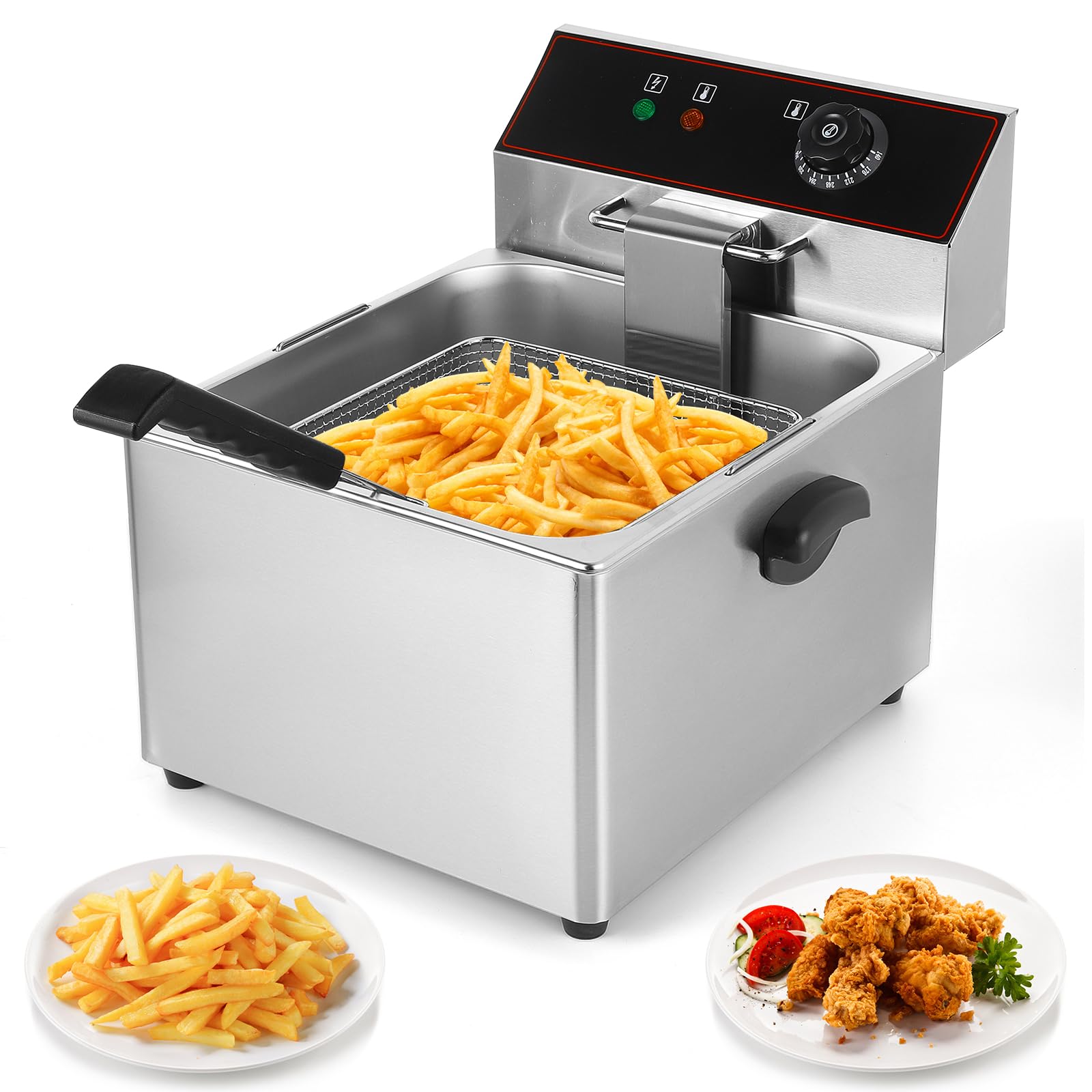 DynaLiving Commercial Deep Fryer with Basket & Lid, 2000W 11.6QT/11L