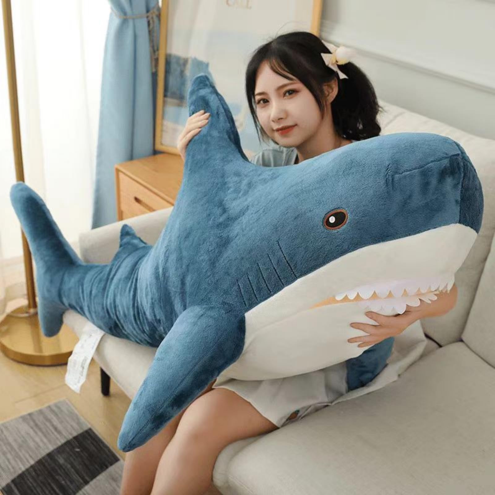 Ryttir 31 Inch XL Giant Shark Stuffed Animals,Chubbier Shark Pillow Soft Shark Plush Shark Body Pillow Stuffed Shark Décor, Perfect Chrismas Stress Relief Gift for Kids Women