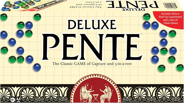 Deluxe Pente, Abstract Family Strategy Game, by Winning Moves Games USA | Capture Stones, 2 to 4 Players, Ages 8+