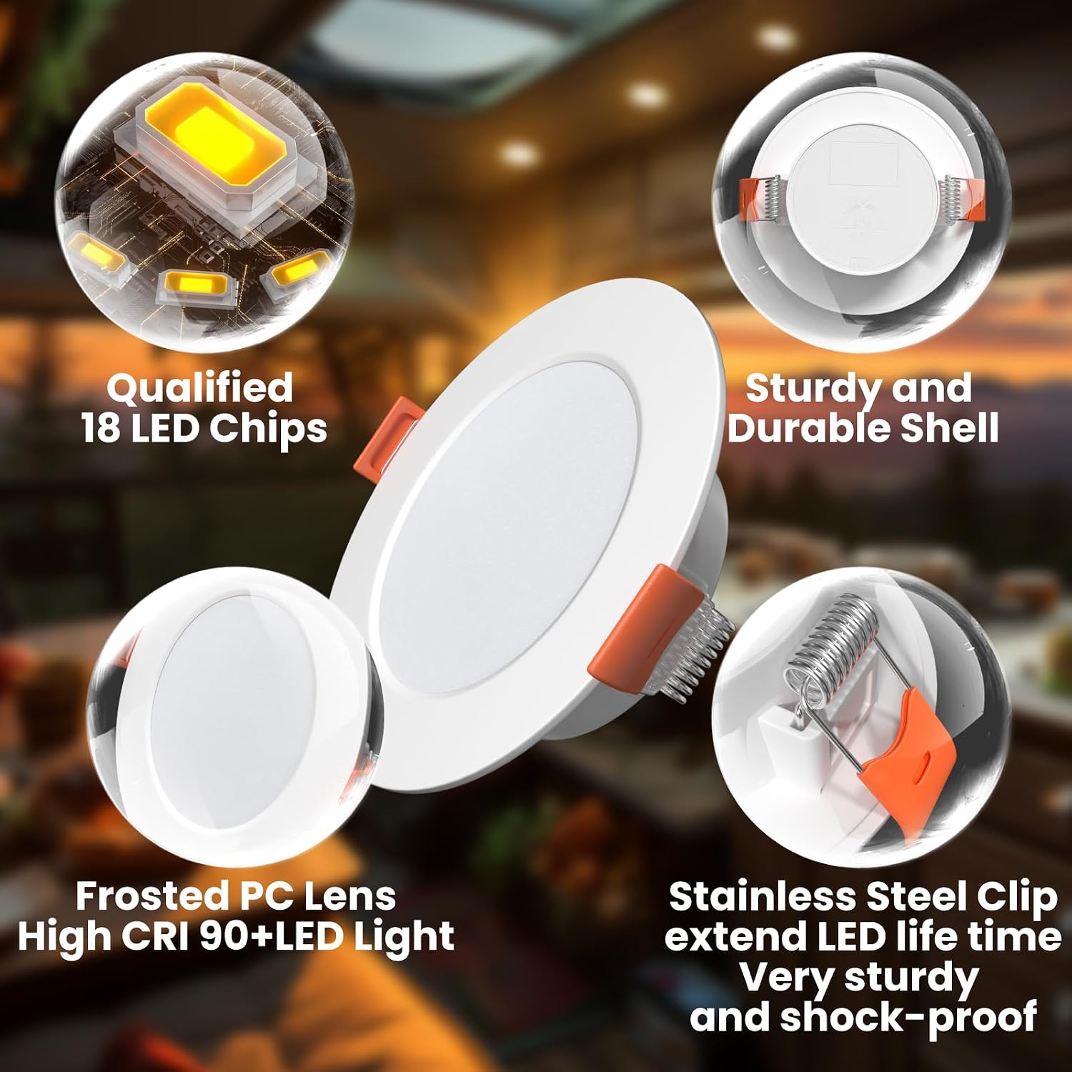 3 Inch RV Recessed Ceiling Lights 12V 3W 3000K, 6-Pack Ultra-Thin Puck Light, Dimmable LED Downlights for RV Camper Van Truck Boat Under Cabinet Lighting (70-75mm Cutout)
