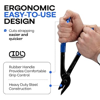 IDL Packaging H-230 Strapping Cutter for Steel & Polyester (PET) & Polypropylene (PP) Banding from 3/8 to 1 1/4 Width and up to 0.044 Thickness Heavy-Duty Best-in-Class Tool with Wide Blades