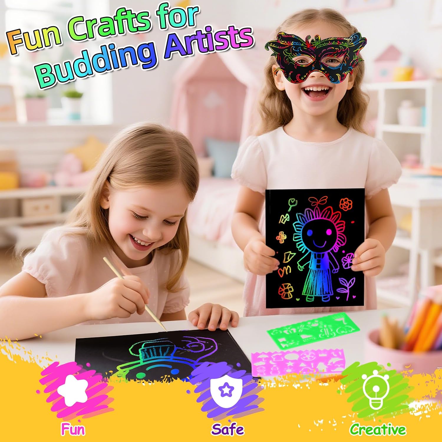 Scratch Art Kids 60 Pcs Rainbow