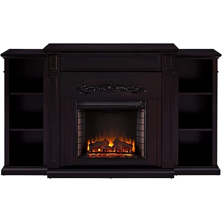 Amazon.com: SEI Furniture Tennyson Electric Bookcases Fireplace, Ivory