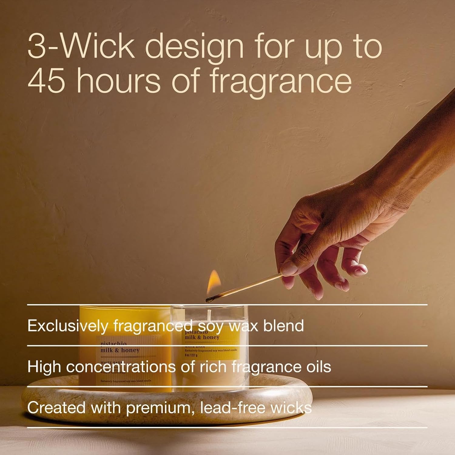 Bath & Body Works 3-Wick Candle, Pistachio Milk & Honey Candle, Strong Throw, Long-Lasting Burn Up to 45 Hours, Exclusively Fragranced Soy Wax Blend, 14.5 oz - 2 Pack