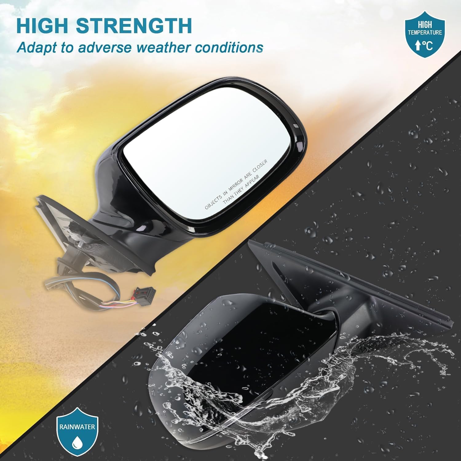 Right Passenger Side Mirror Compatible With 2009 2010 2011 2012 2013 2014 2015 2016 2017 Audi Q5 With Power Folding Power Glass Heated Puddle Light Turn Signal Black Replace#8R1857410K01C(9Pins)