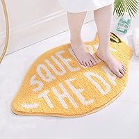 Vista 8 de UKELER Alfombra de baño suave de limón amarillo para niños, antideslizante, absorbente, lavable, peluda, decoración de dormitorio de niños, tapete