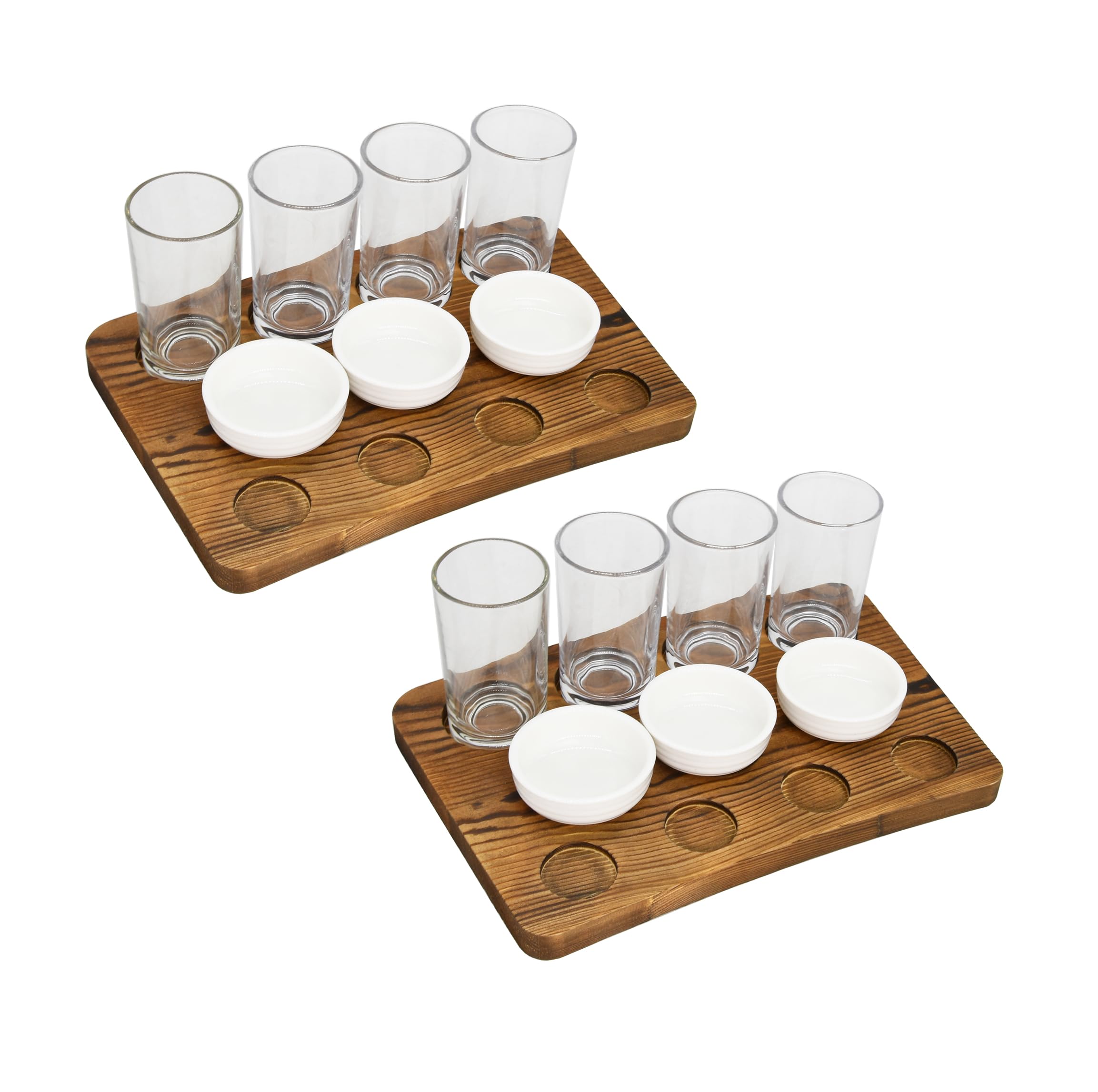 Lot de 2 plateaux en bois avec verres et accords alimentaires, plateau de service rustique, planche à charcuterie et fromage, plateau de fête, décor rustique