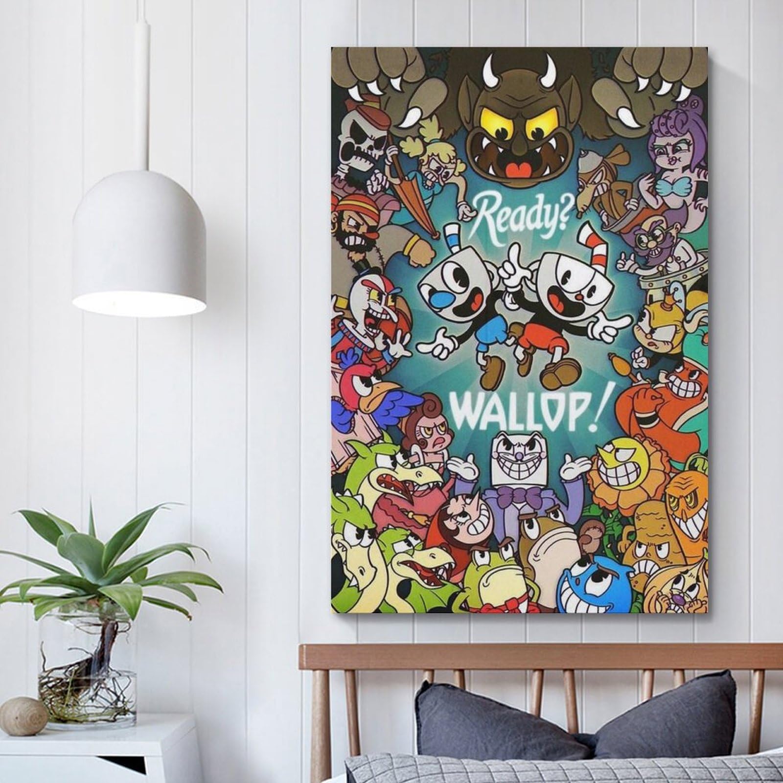 Poster classique sur toile Cuphead Game - Décoration de chambre à coucher - Paysage sportif - Cadeau - Décoration murale pour salon, chambre à coucher - Style sans cadre - 20,3 x 30,5 cm