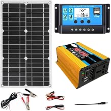 Complete 400W Solar Capacity Kit   18W Waterproof Panel, 30A Controller, 300W Inverter, LCD Screen, Dual USB Ports, Smart Auto Cutoff | Off-Grid Solar System for RV, Cabin, Farm, Shed
