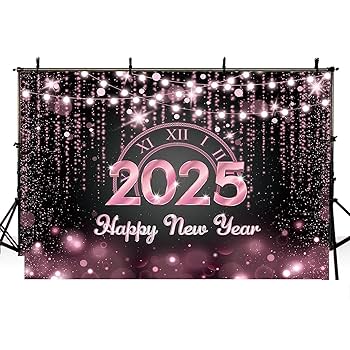 Amazon.com : MEHOFOND Black and Pink Happy New Year Backdrop