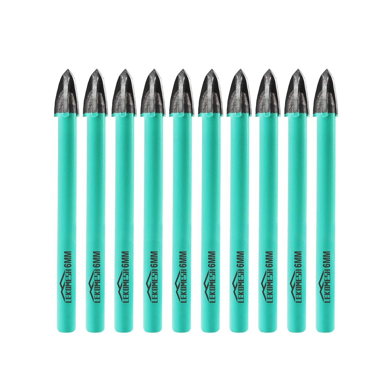 Masonry Concrete Drill Bits Set - 10pcs 1/4Inch (6mm) Carbide Drill Bits Tip for Wood, Plastic, Masonry, Ceramic Tile, Concrete, Marble, Round Shank
