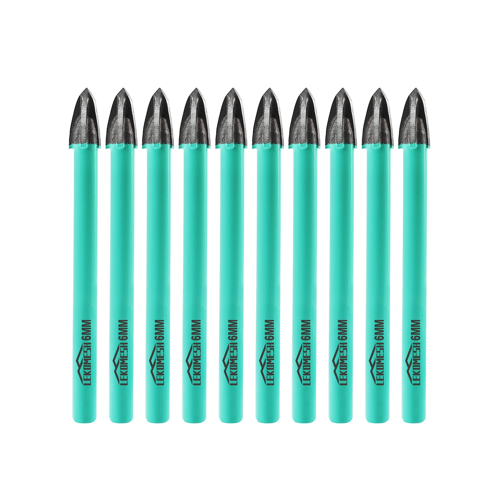 Brocas para Albañilería Hormigón - 10 piezas 6mm Brocas Porcelanico de Carburo para Madera, Plástico, Mampostería, Cerámica, Hormigón, Mármol, Vástago Redondo