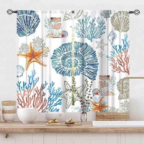 Miniatura 23 de Cortinas de cocina florales retro de los años 70 para ventana, diseño de flores naranjas hippie, estéticas, bohemias, opacas, pequeñas, cortas, para