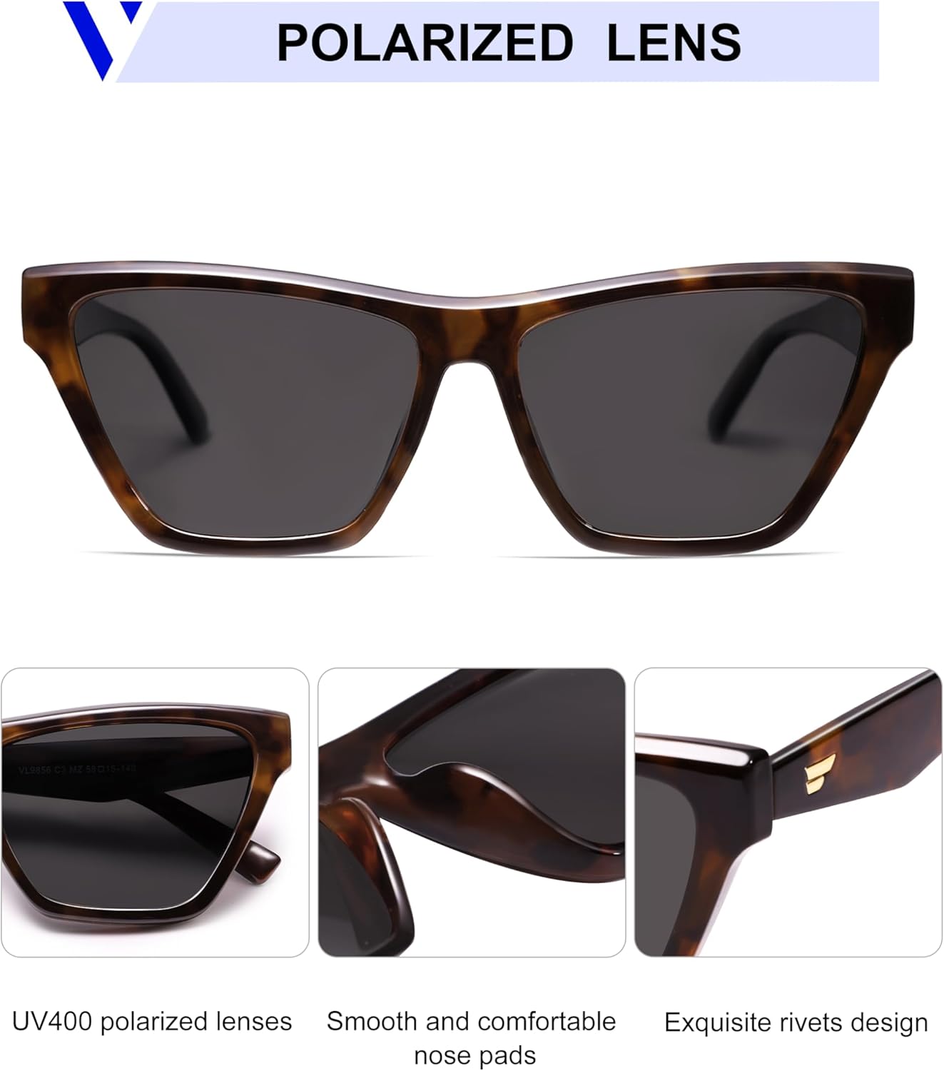 VANLINKER Retro Polarized Square Sunglasses for Women Classic Driving Outdoor Glasses UV400 Protection VL9856 - Image 4