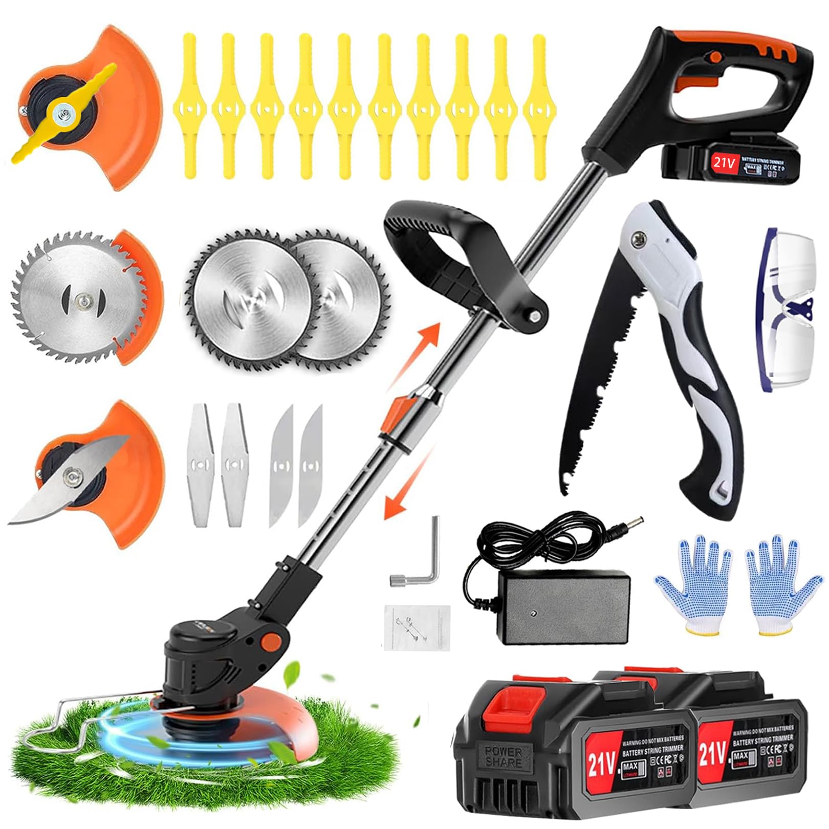 Decespugliatore Elettrico A Batteria 24V 4 In 1 - Leggero, Regolabile, Con Lama E Testa Girevole, Perfetto Per Giardini E Prati