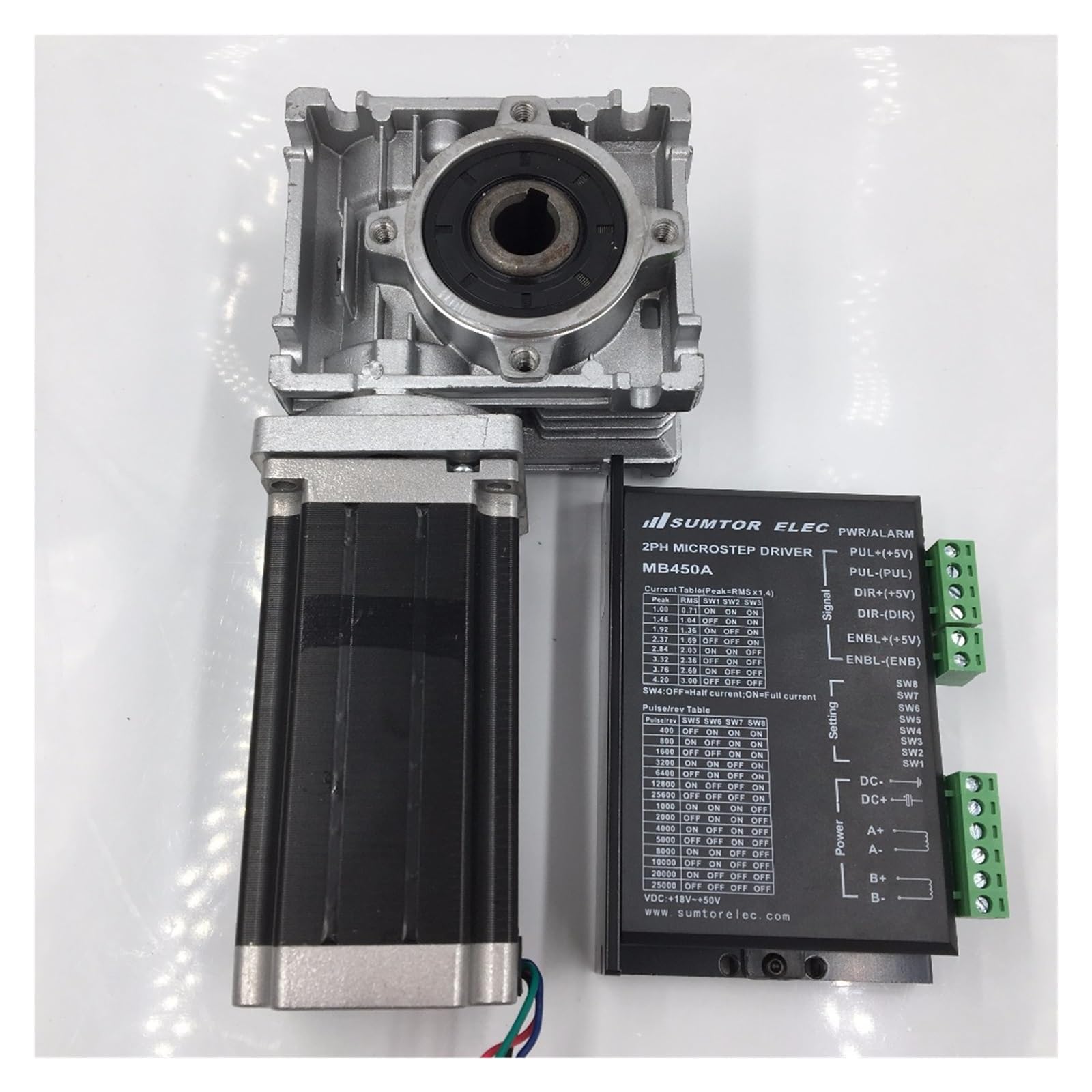 Nema23 silnik krokowy L56mm 50:1 przekładnia ślimakowa reduktor prędkości 2ph 55Nm 3A ze sterownikiem krokowym 24-50VDC zestaw CNC,Napęd elektryczny