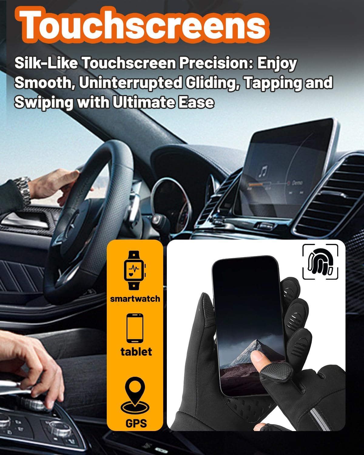 Gloves for Winter Men Women Windproof Water Resistant - Lightweight Touch Screen Gloves for Hiking Cycling Driving Motorcycle Running,Warm Work Gloves