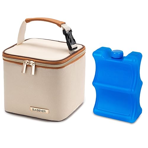 Bolsa enfriadora de leche materna con bolsa de hielo para 4 biberones de hasta 5 onzas, bolsa enfriadora de biberones ideal para madres lactantes,