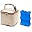 Breastmilk Cooler Bag with Ice Pack Fits 4 Baby Bottles Up to 5 Ounce, Baby Bottle Cooler Bag Great for Nursing Mom Daycare,Beige