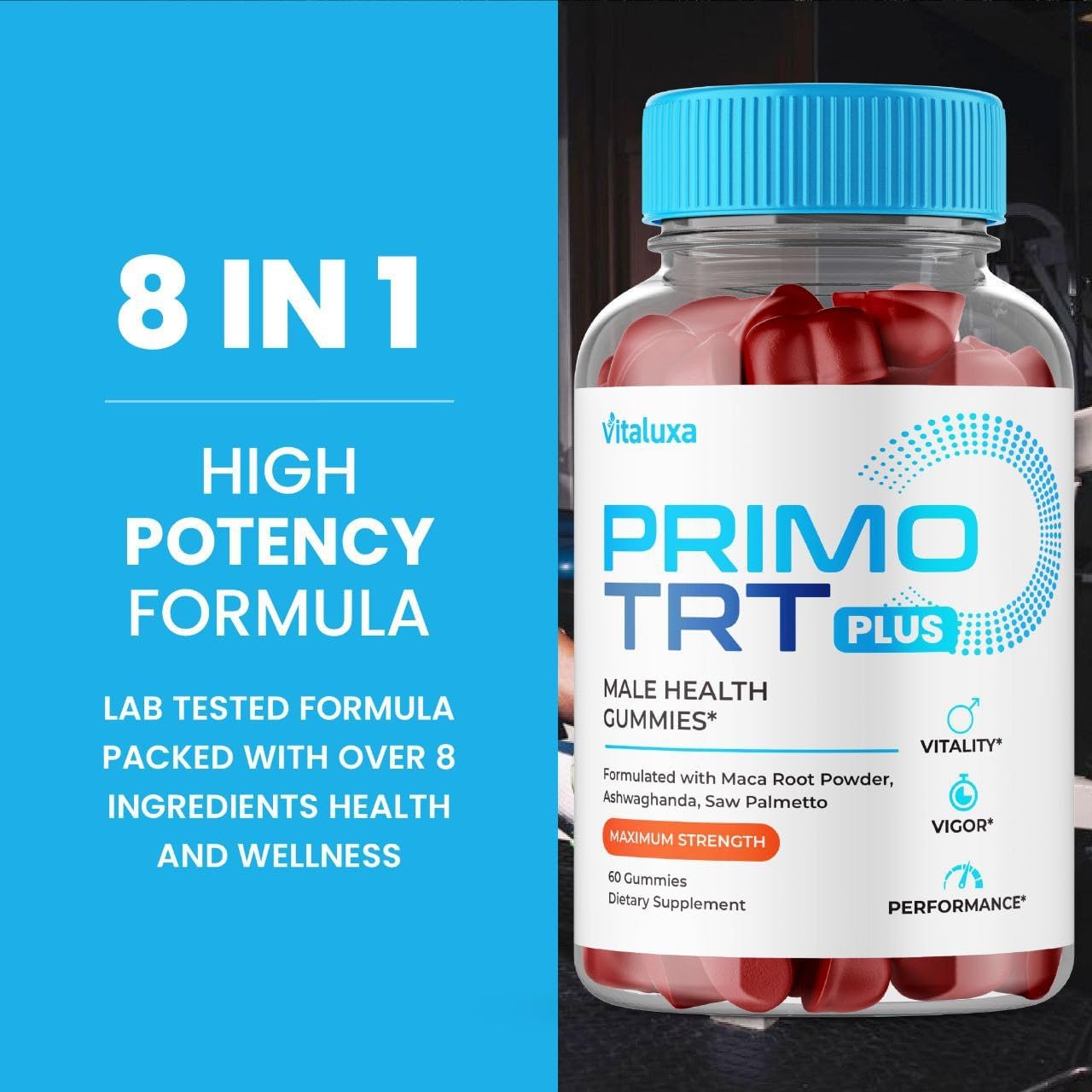 Primo TRT Gummies, Primo TRT Plus Advanced Performance Blend Supplement, PrimoTRT Try Prime Gomitas Maximum Strength Males Support for Overall Health Wellness All Natural Ingredients (60 Gummies) - Image 3