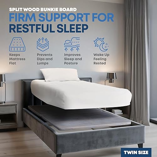 Miniatura 4 de Greaton, Tabla de madera dividida de 1.496 in de tamaño individual – 2 piezas debajo del colchón, cubierta de ventilación de tela – Sustituye