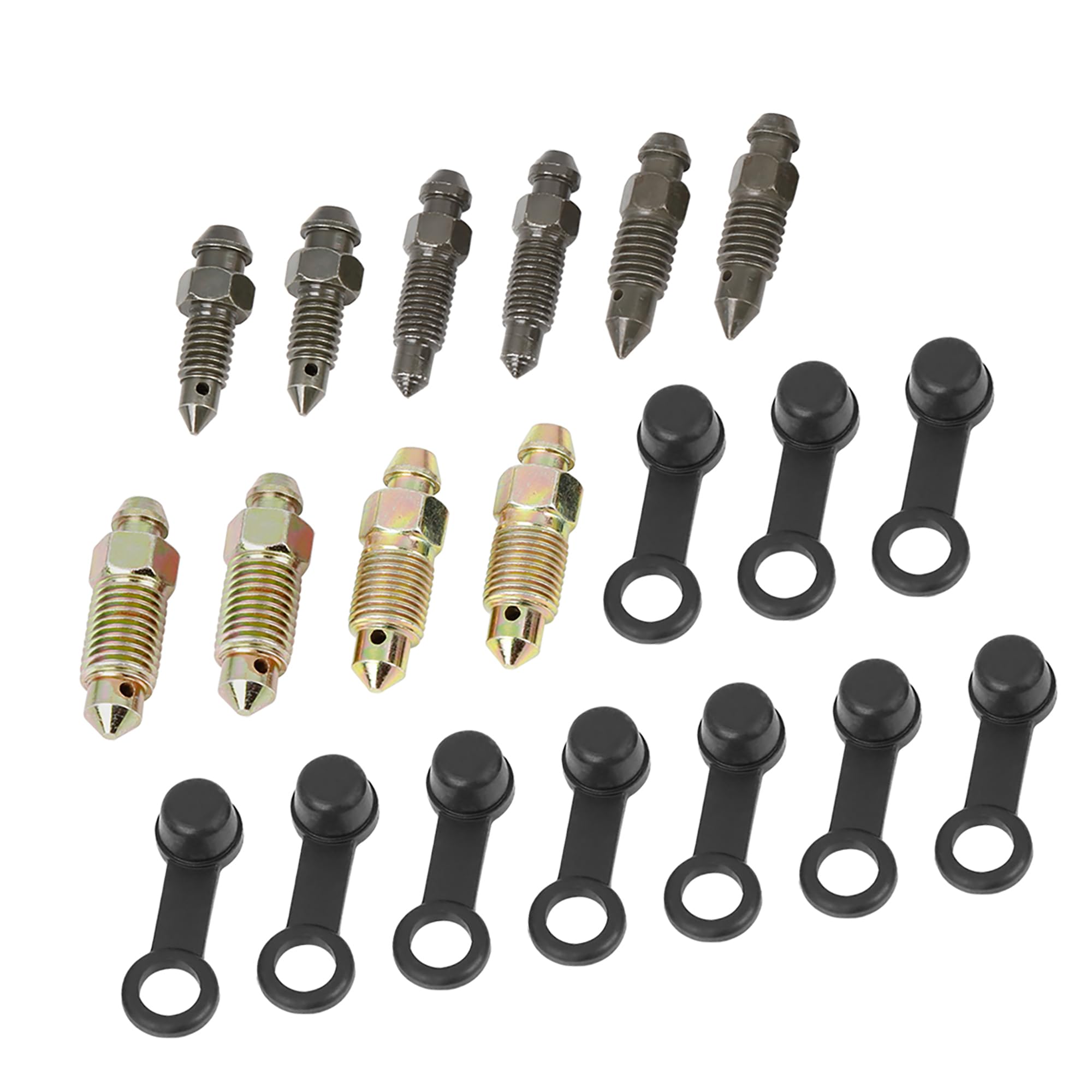 A ABSOPRO Tornillo de Purga de Sangrado del Cilindro Maestro de Freno de Motocicleta con Tapa M6x1mm M7x1mm M8x1.25mm M10x1mm M10x1.25mm (Juego de 10)