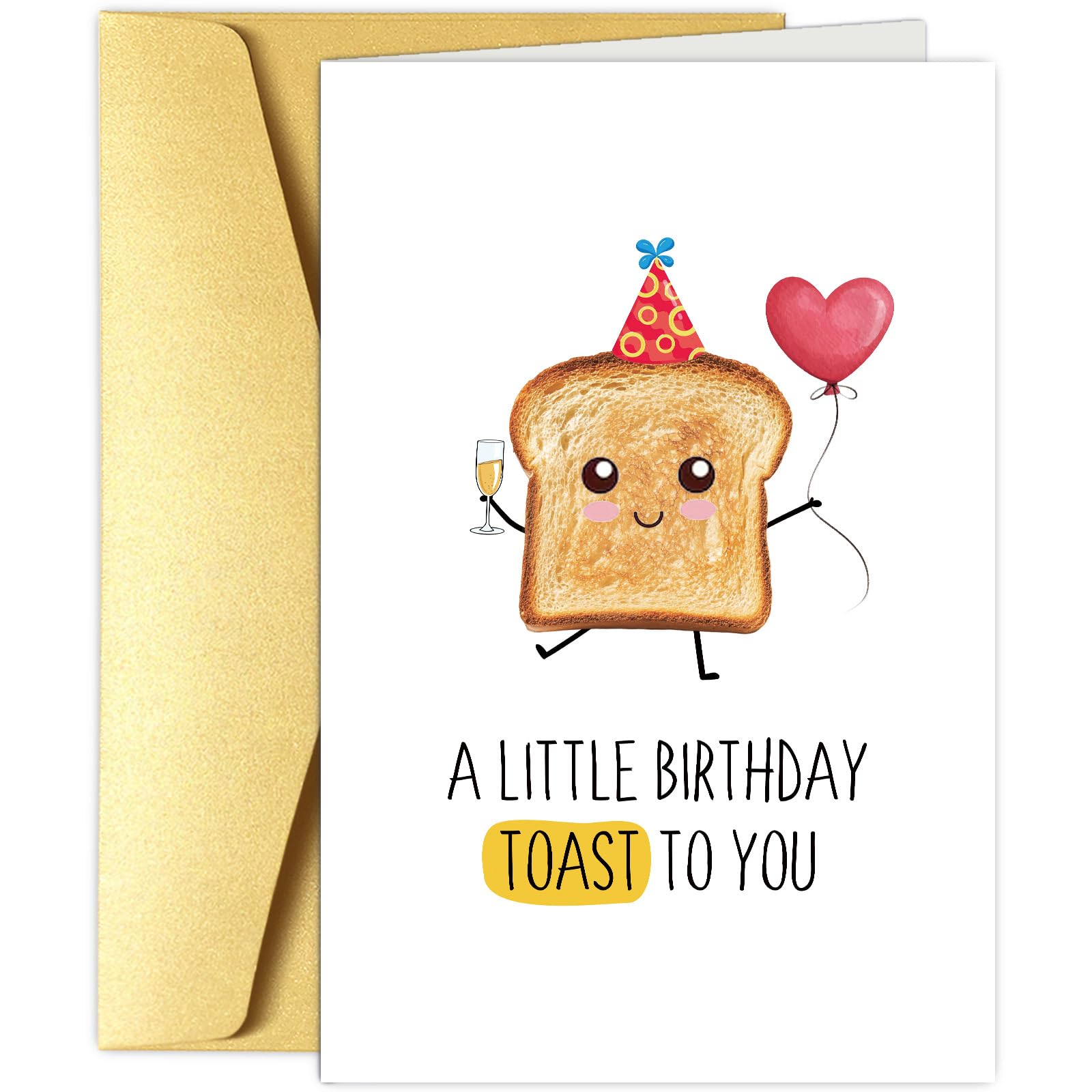 Obbyidk Funny Pun Toast Birthday Card, Cute Bread Birthday Card, Bday Gift for Him Her, A Little Birthdays Toast to You