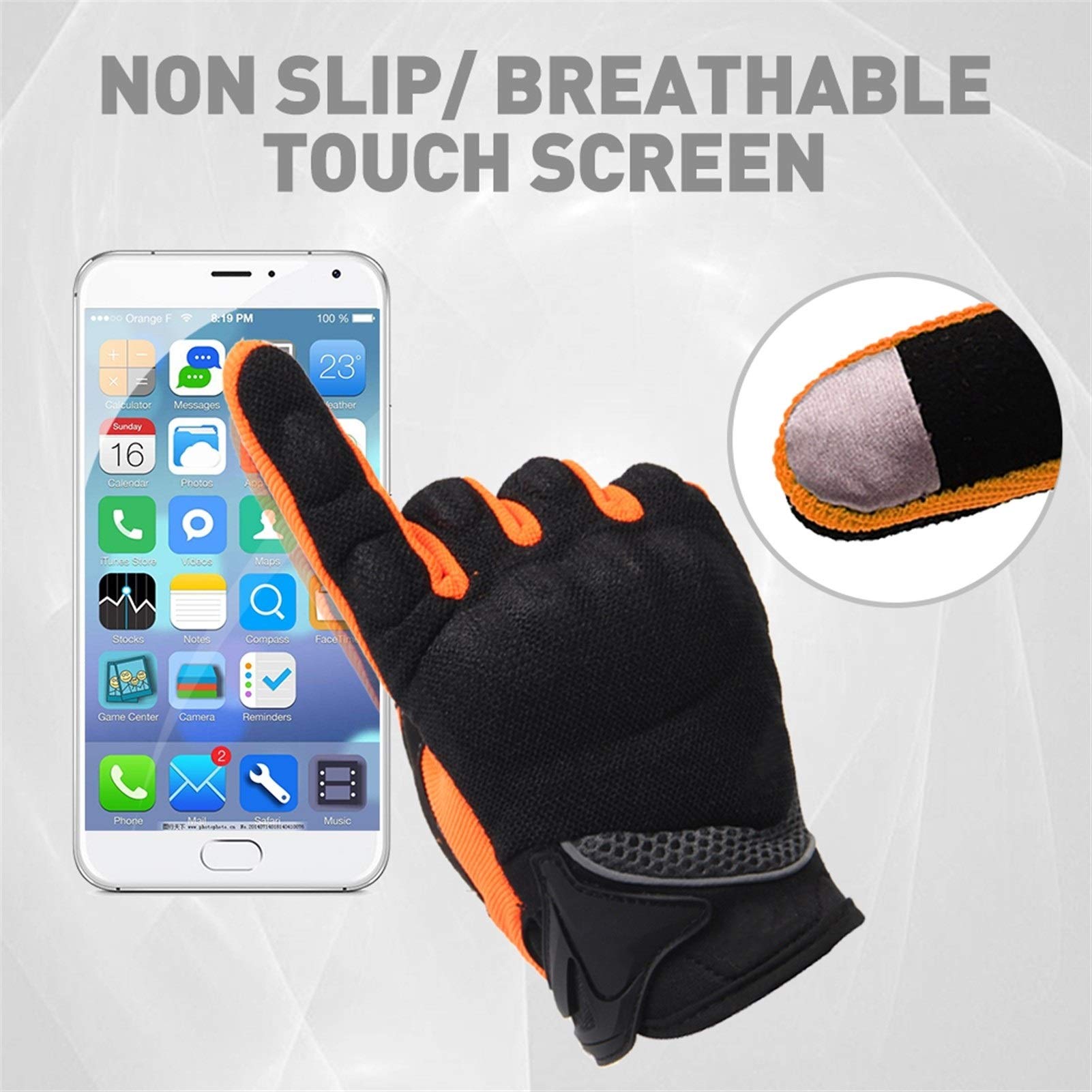 Guanti Da Moto Uomo Estivi Traspiranti, Modello MCS 01C Black, Taglia L, Con Protezione Nocche E Touchscreen, Per Motocross, Ciclismo