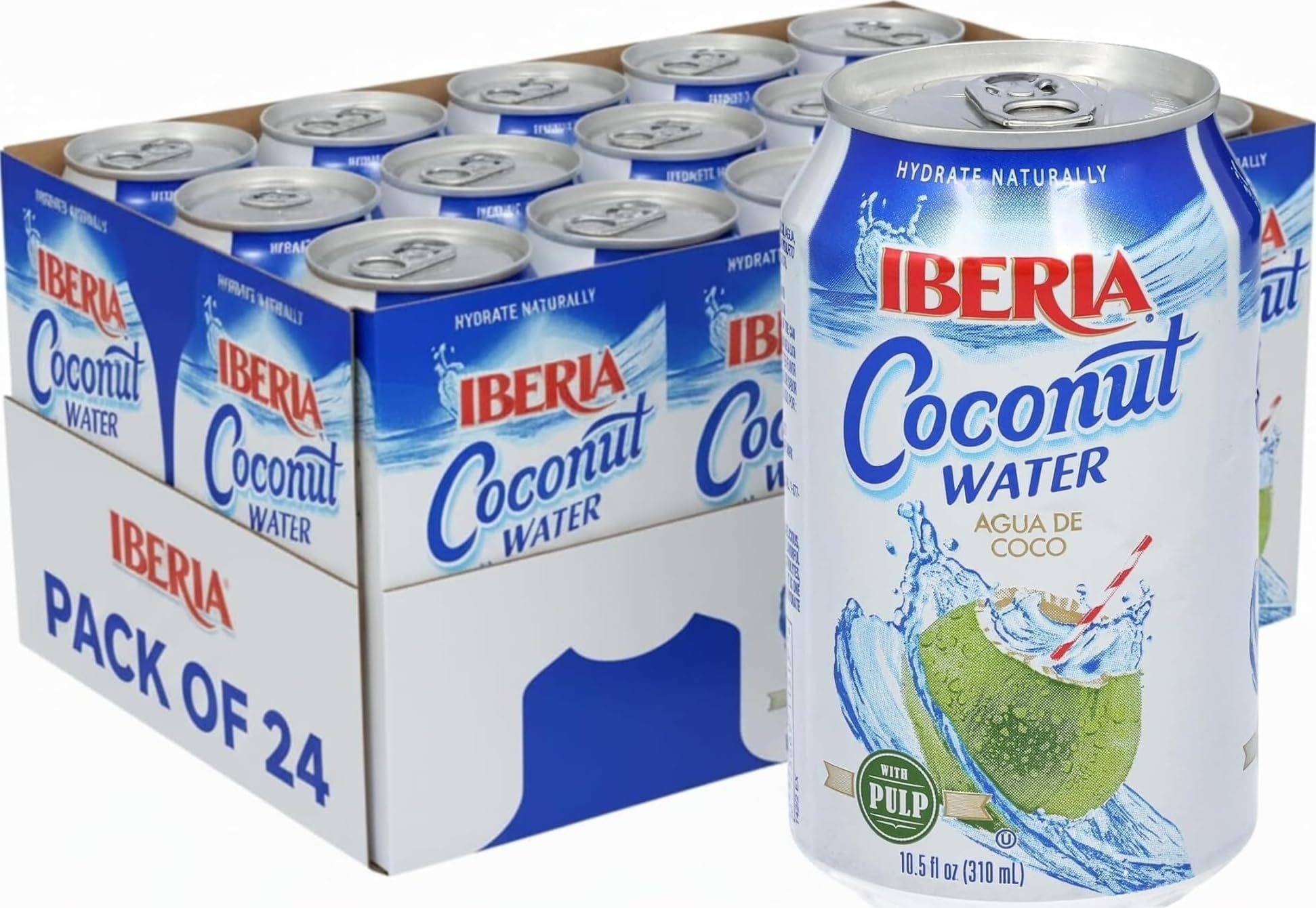 Iberia Coconut Water With Pulp, 10.5 Fl Oz (Pack of 24)