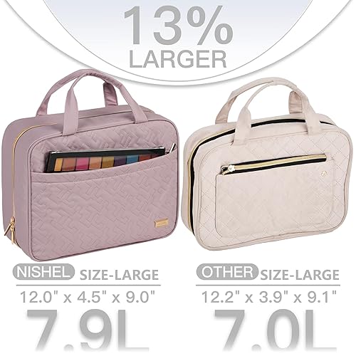 Miniatura 137 de NISHEL Neceser de viaje para mujer, organizador colgante y portátil para champú de tamaño completo, acondicionador, juego de cepillos y accesorios