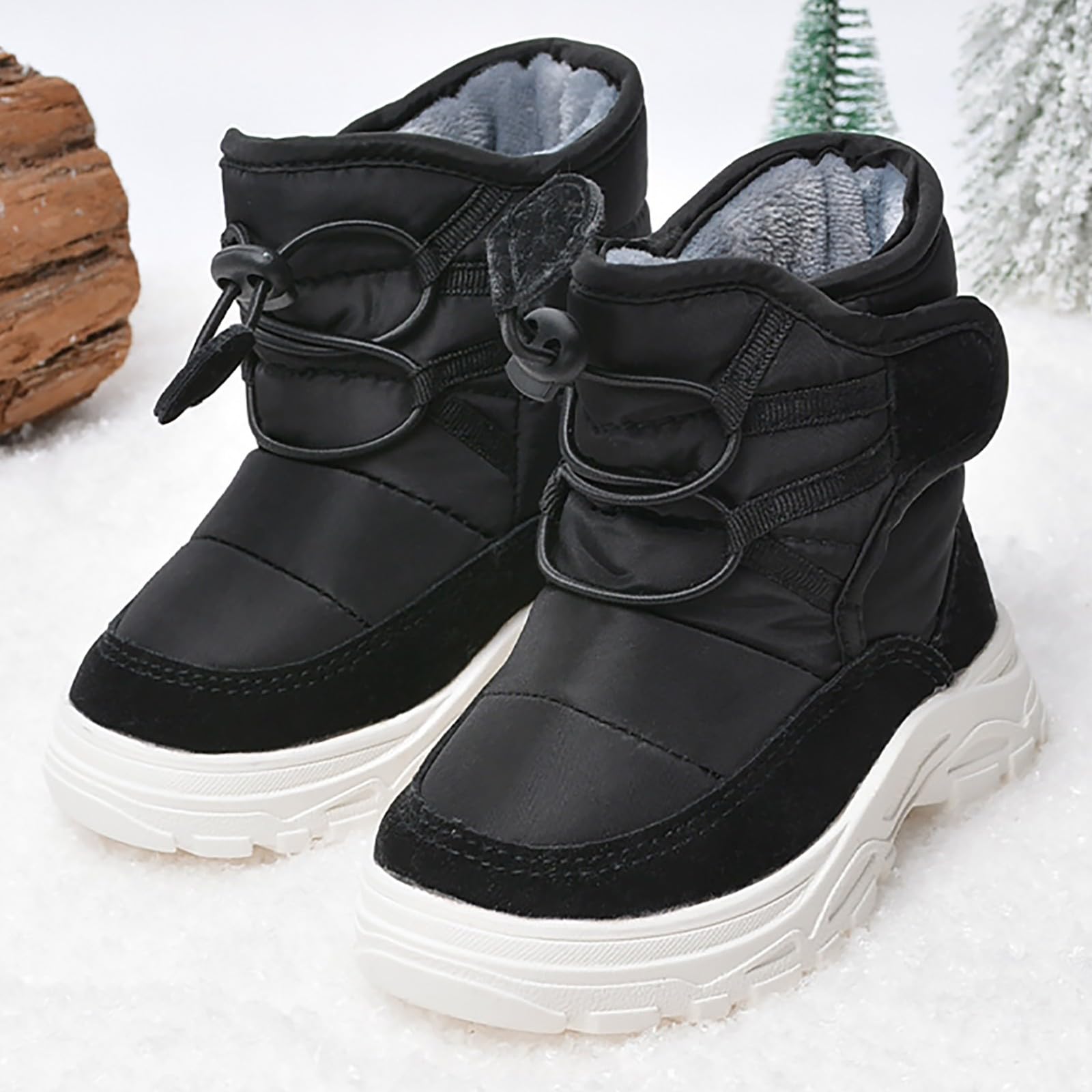 Bottes pour Bébé Fille Garçon - Fourrée Chaussures d'hiver Chaud Polaire Cheville Bottines Imperméables Hautes Printemps Automne Classiques Caoutchouc à l'Extérieur Premier Cadeau d'anniversaire